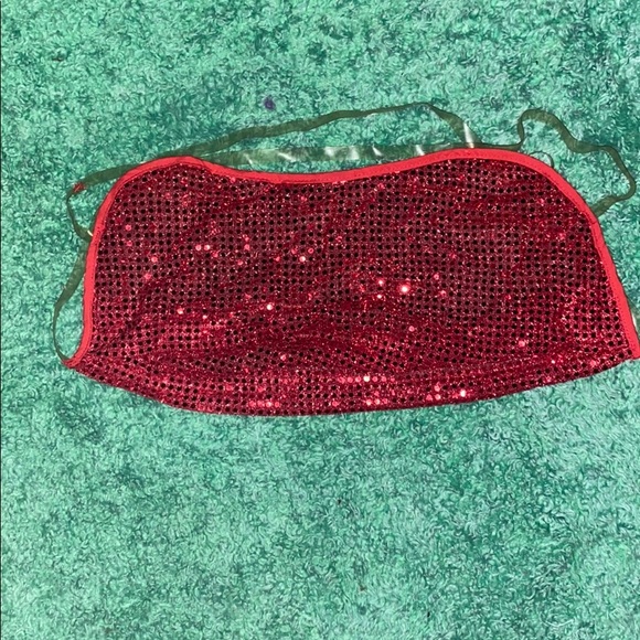 Tops Red Sequin Top With Clear Straps Poshmark